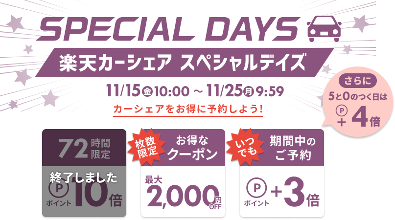 楽天カーシェア SPECIAL DAYS